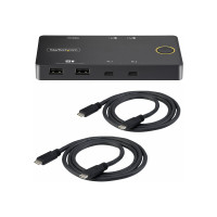 Produktbild för StarTech.com 2-Port USB-C KVM Switch, Single-4K 60Hz HDMI Monitor, Dual-100W Power Delivery Pass-through Ports, Bus Powered, USB Type-C/USB4/Thunderbolt 3/4 Compatible - Small Form Factor (C2-H46-UC2-PD-KVM) - omkopplare för tangentbord/video/mus - 2 port