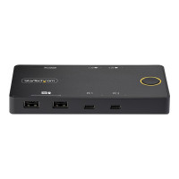 Produktbild för StarTech.com 2-Port USB-C KVM Switch, Single-4K 60Hz HDMI Monitor, Dual-100W Power Delivery Pass-through Ports, Bus Powered, USB Type-C/USB4/Thunderbolt 3/4 Compatible - Small Form Factor (C2-H46-UC2-PD-KVM) - omkopplare för tangentbord/video/mus - 2 port