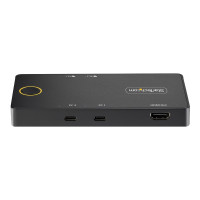 Produktbild för StarTech.com 2-Port USB-C KVM Switch, Single-4K 60Hz HDMI Monitor, Dual-100W Power Delivery Pass-through Ports, Bus Powered, USB Type-C/USB4/Thunderbolt 3/4 Compatible - Small Form Factor (C2-H46-UC2-PD-KVM) - omkopplare för tangentbord/video/mus - 2 port