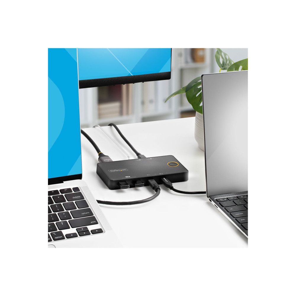Produktbild för StarTech.com 2-Port USB-C KVM Switch, Single-4K 60Hz HDMI Monitor, Dual-100W Power Delivery Pass-through Ports, Bus Powered, USB Type-C/USB4/Thunderbolt 3/4 Compatible - Small Form Factor (C2-H46-UC2-PD-KVM) - omkopplare för tangentbord/video/mus - 2 port