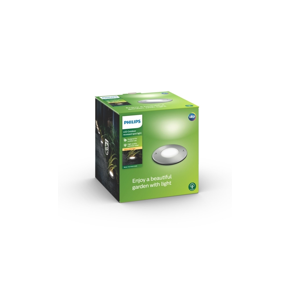 Produktbild för Philips myGarden Moss - markbelysning - LED-spotlight - 3 W - varmt vitt ljus - 2700 K - stål