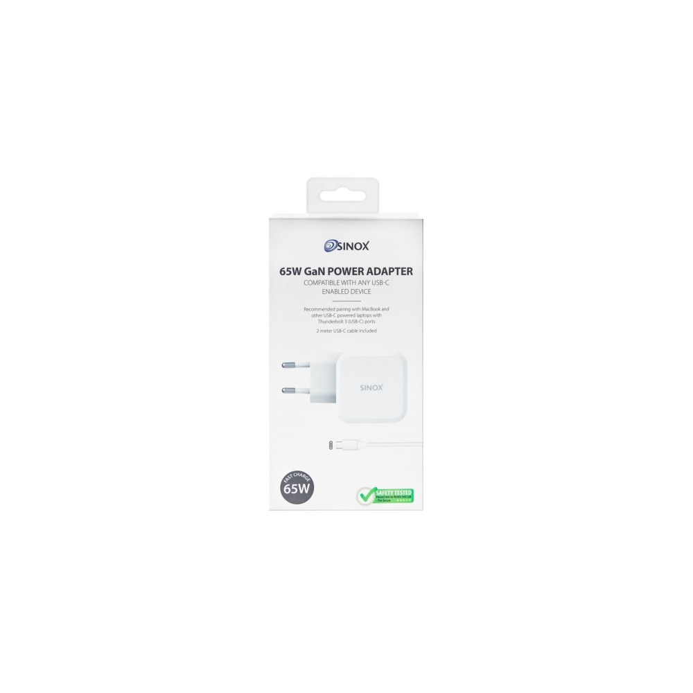 Produktbild för Sinox Macbook USB C 65W GaN ersättningsladdare, inomhus, AC,...