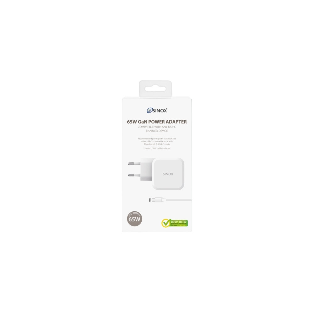 Produktbild för Sinox Macbook USB C 65W GaN ersättningsladdare, inomhus, AC,...