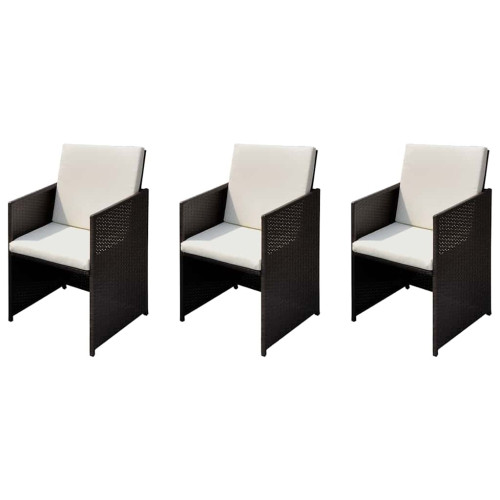 vidaXL Trädgårdsstolar 3 pcs Brun 56 x 52 x 87 cm Poly rattan