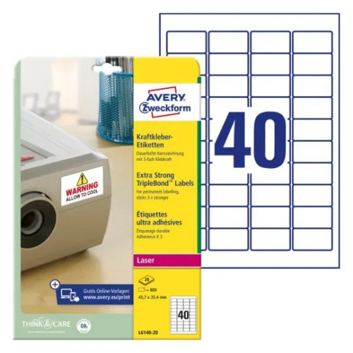 AVERY Avery TripleBond Labels L6140 - etiketter - 800 etikett (er) - 25.4 x 45.7 mm