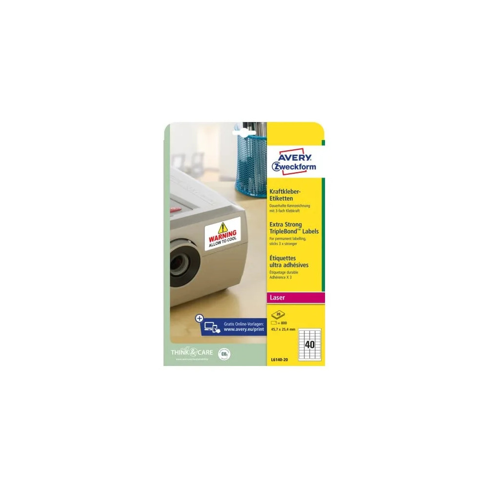 Produktbild för Avery TripleBond Labels L6140 - etiketter - 800 etikett (er) - 25.4 x 45.7 mm