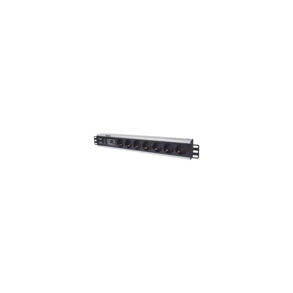 Produktbild för Intellinet 19" 1.5U Rackmount 7-Way Power Strip - German Type", With Surge Protection, 3m Power Cord - effektband