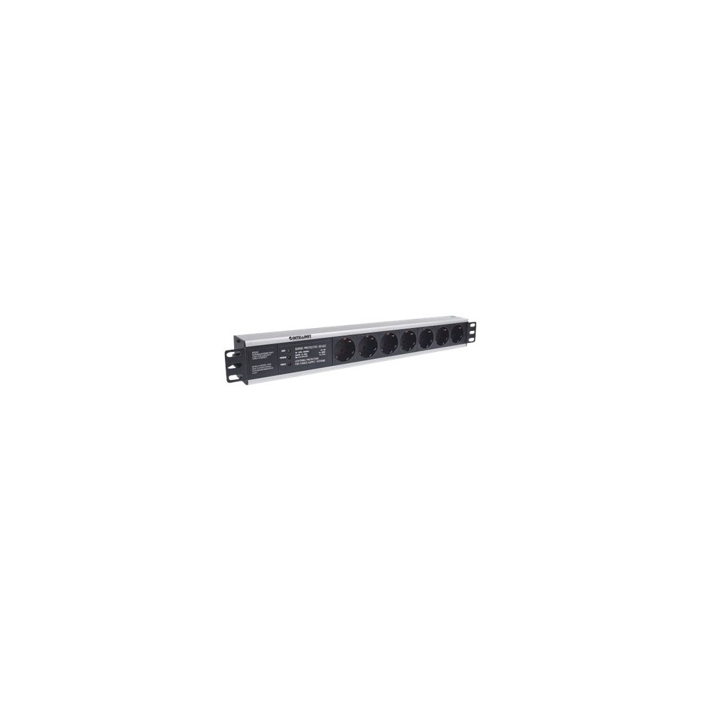 Produktbild för Intellinet 19" 1.5U Rackmount 7-Way Power Strip - German Type", With Surge Protection, 3m Power Cord - effektband