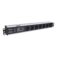 Produktbild för Intellinet 19" 1.5U Rackmount 7-Way Power Strip - German Type", With Surge Protection, 3m Power Cord - effektband
