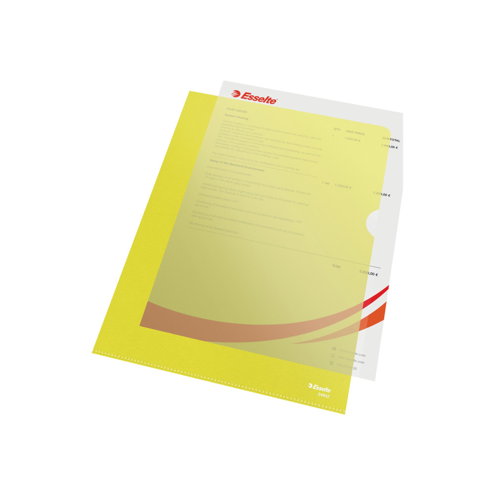 Produktbild för Esselte Standard Plus - L-formad mapp - för A4 - kapacitet: 40 ark - transparent gul (paket om 100)