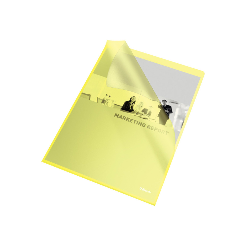 Produktbild för Esselte Standard Plus - L-formad mapp - för A4 - kapacitet: 40 ark - transparent gul (paket om 100)