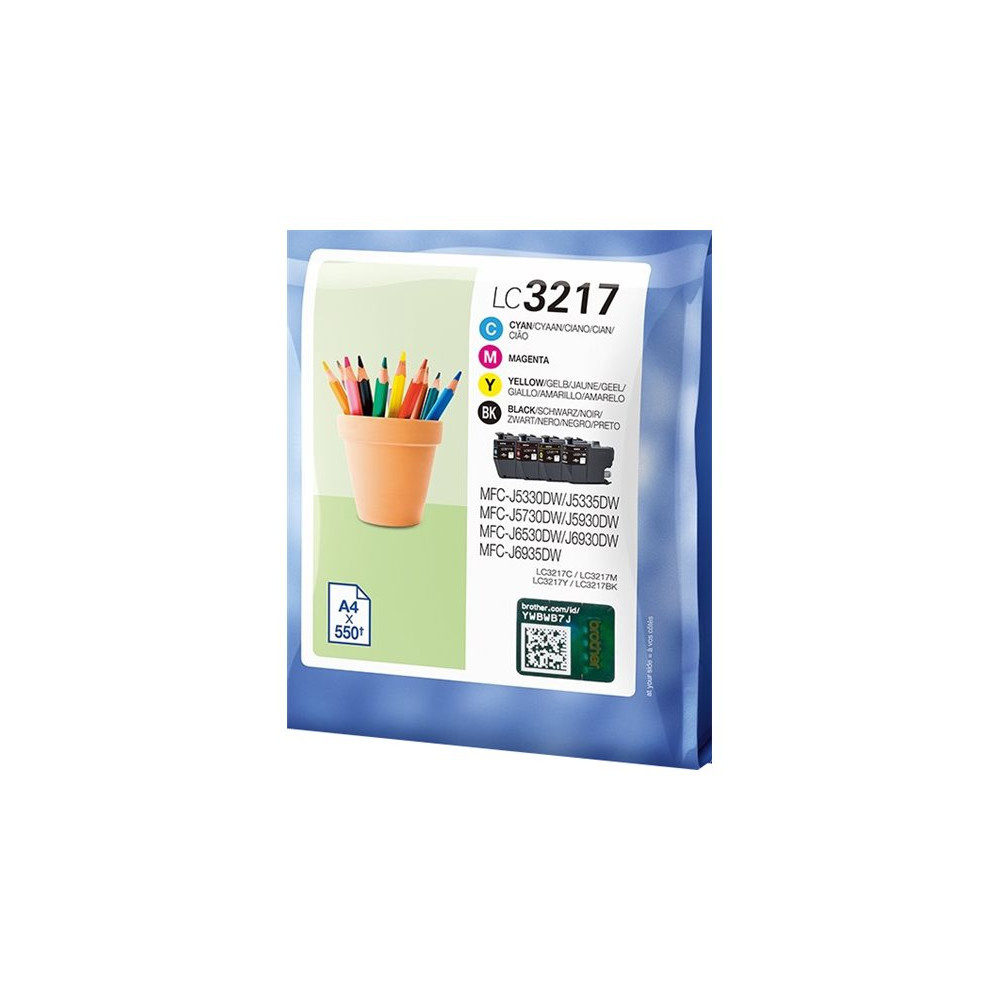 Produktbild för Brother LC3217 Value Pack - 4-pack - svart, gul, cyan, magenta - original - bläckpatron