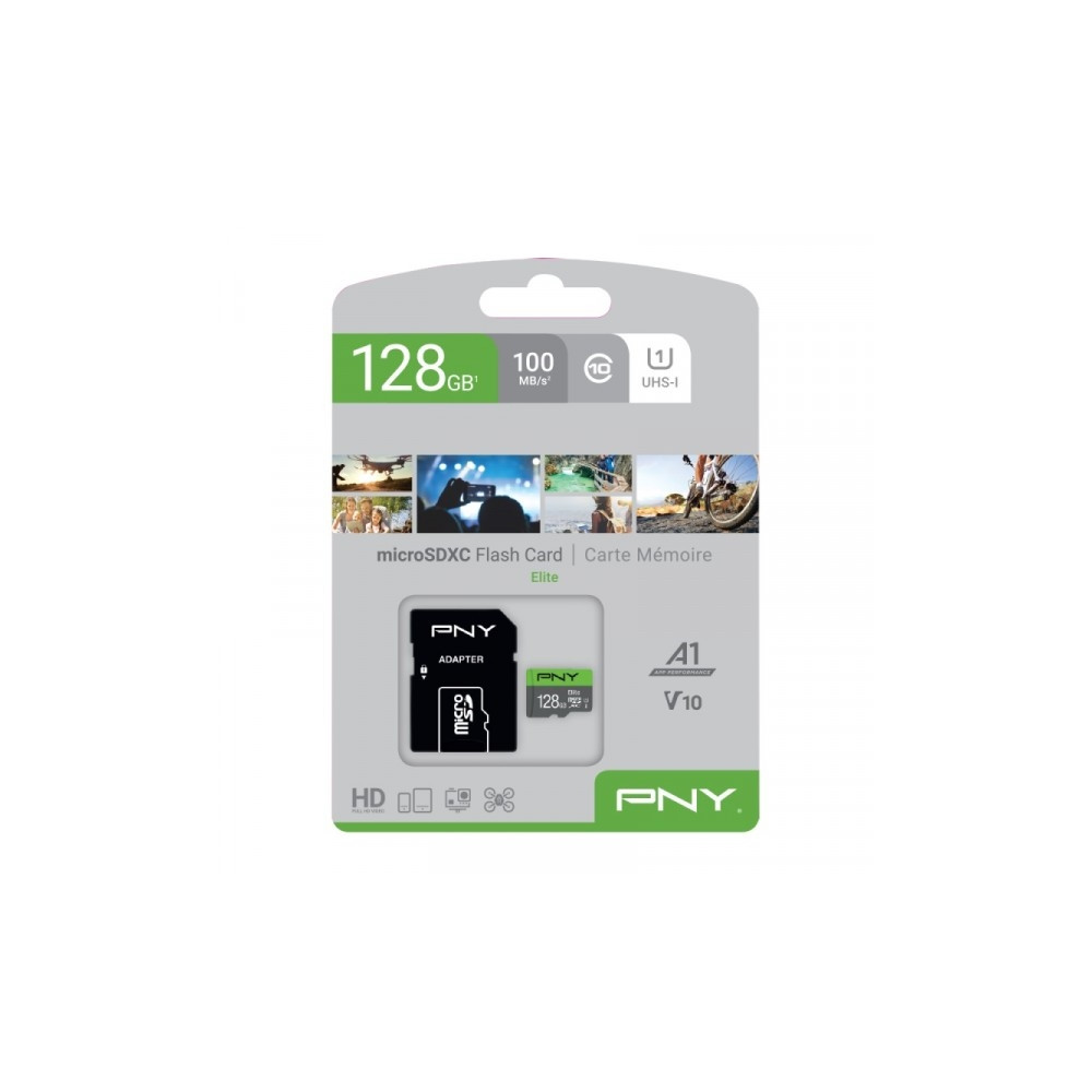 Produktbild för PNY Elite - flash-minneskort - 128 GB - mikroSDXC UHS-I