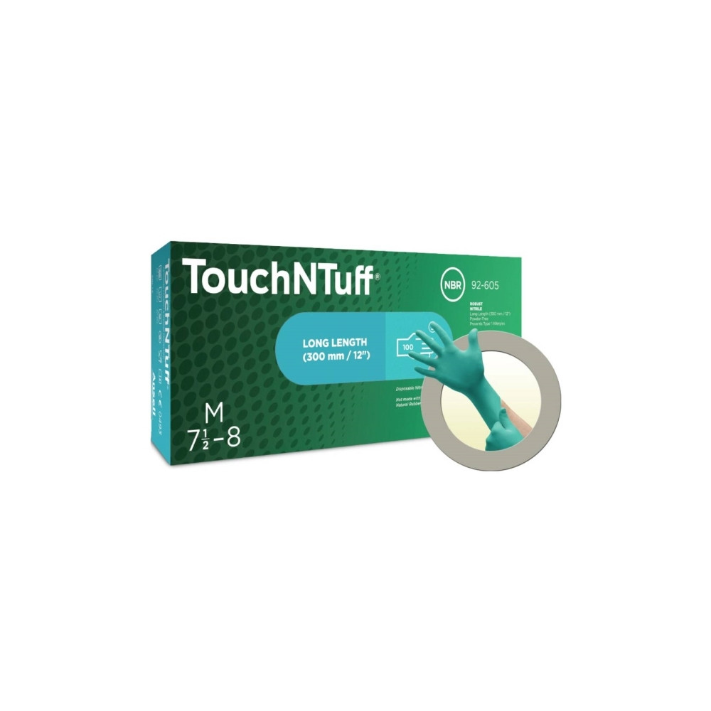 Produktbild för Engångshandskar Ansell TouchNTuff 92-605 str 8,5-9 (L) 100 s...