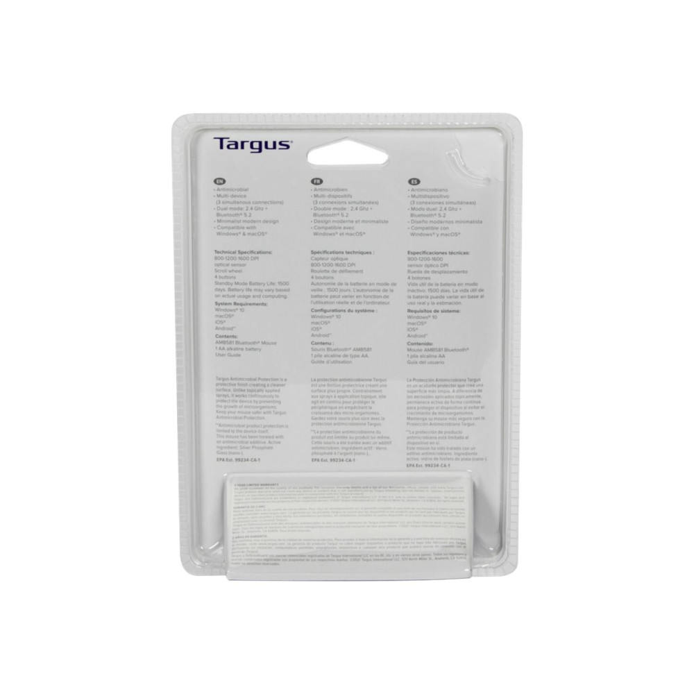 Produktbild för Targus - mus - antimikrobiell - Bluetooth 5.0 - svart