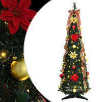 Produktbild för Konstgjord julgran med 50 LED-lampor med stativ Grön 125 cm PVC