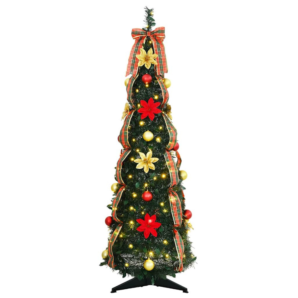 Produktbild för Konstgjord julgran med 50 LED-lampor med stativ Grön 125 cm PVC