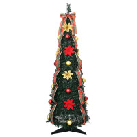 Produktbild för Konstgjord julgran med 50 LED-lampor med stativ Grön 125 cm PVC