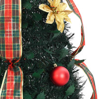 Produktbild för Konstgjord julgran med 50 LED-lampor med stativ Grön 125 cm PVC