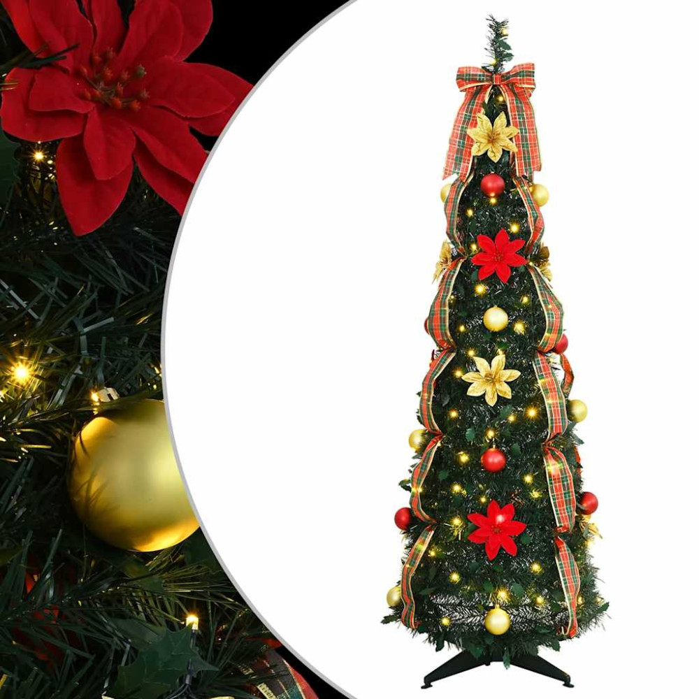 Produktbild för Konstgjord julgran med 100 LED-lampor Grön 155 cm PVC