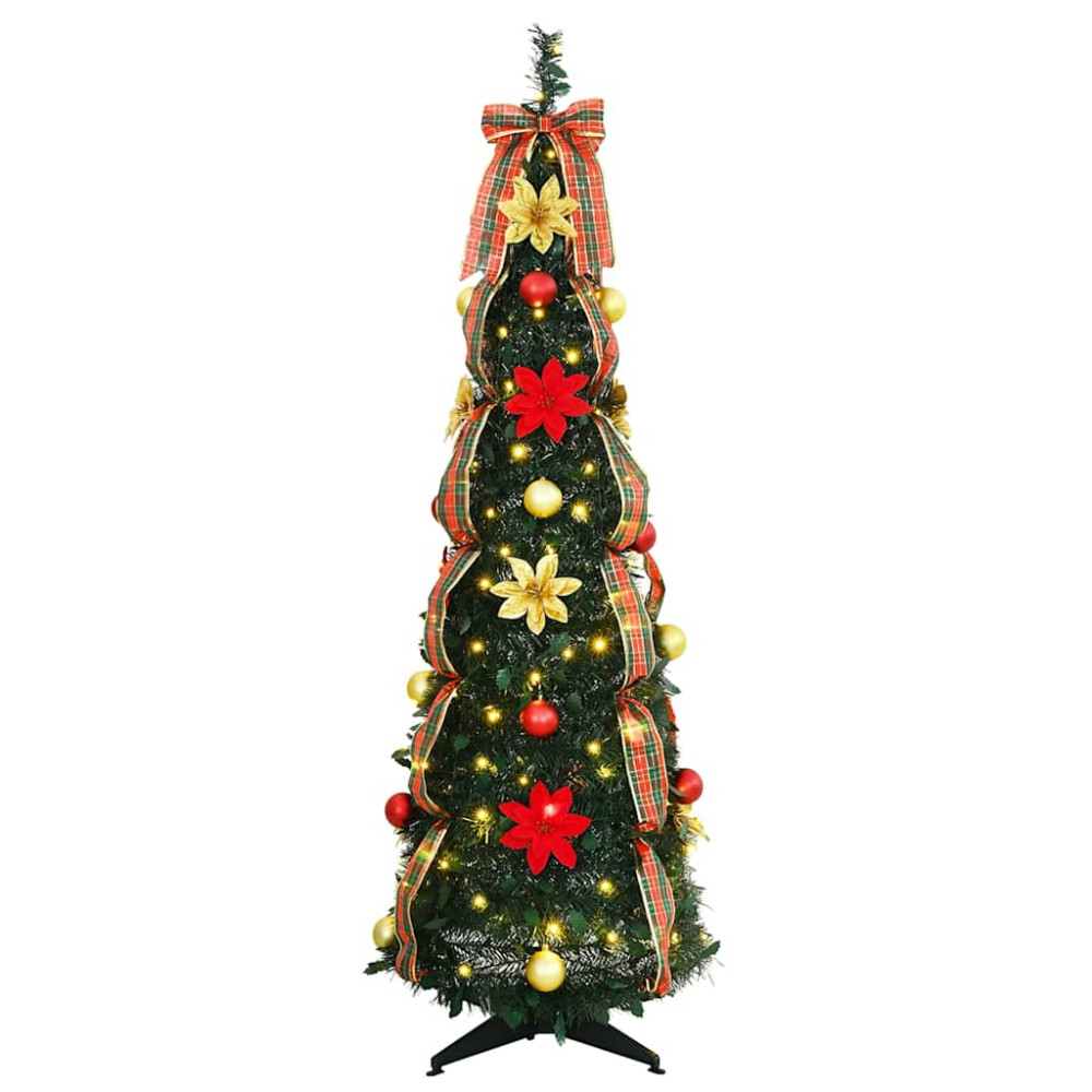 Produktbild för Konstgjord julgran med 100 LED-lampor Grön 155 cm PVC