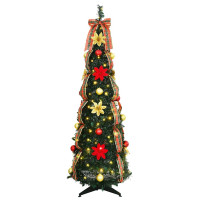 Produktbild för Konstgjord julgran med 100 LED-lampor Grön 155 cm PVC
