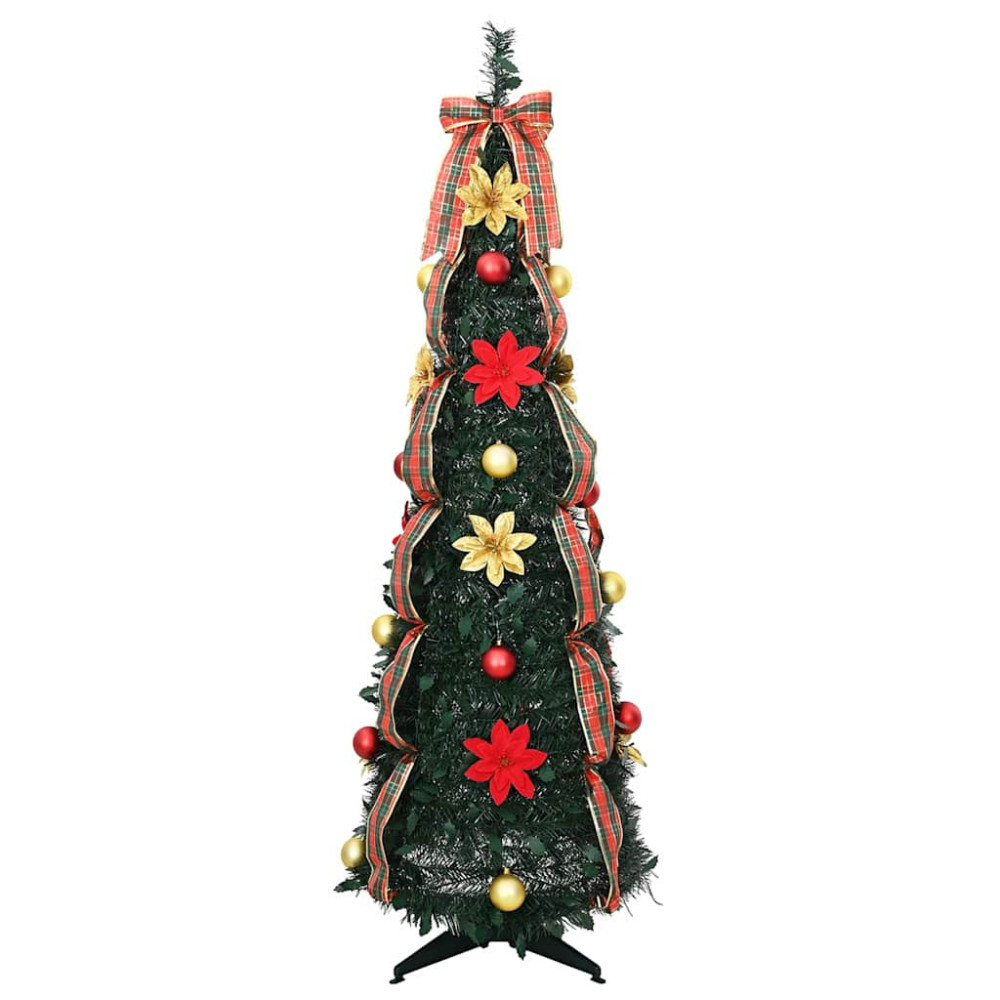Produktbild för Konstgjord julgran med 100 LED-lampor Grön 155 cm PVC