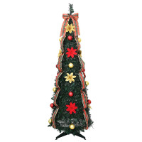 Produktbild för Konstgjord julgran med 100 LED-lampor Grön 155 cm PVC
