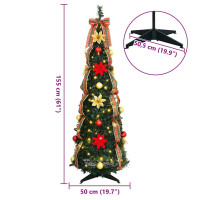 Produktbild för Konstgjord julgran med 100 LED-lampor Grön 155 cm PVC