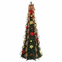 Produktbild för Konstgjord julgran med 150 LED-lampor Grön 185 cm PVC