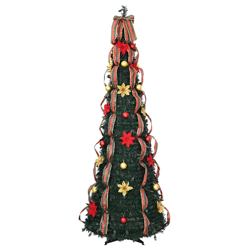 Produktbild för Konstgjord julgran med 150 LED-lampor Grön 185 cm PVC