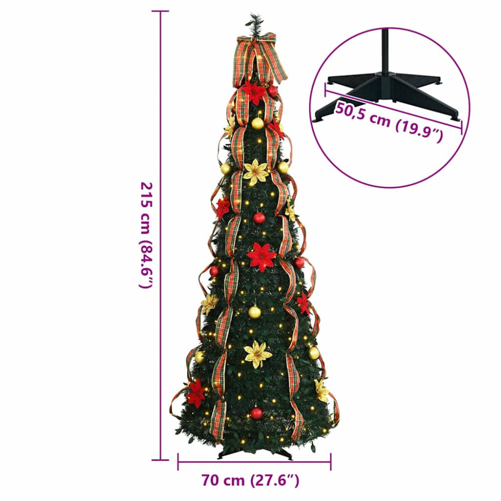 Produktbild för Konstgjord julgran med 200 LED-lampor Grön 215 cm PVC