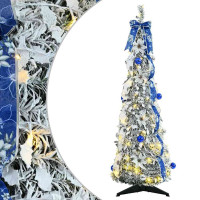 Produktbild för Konstgjord julgran med 50 LED-lampor med stativ Vit 120 cm PVC
