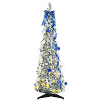 Produktbild för Konstgjord julgran med 50 LED-lampor med stativ Vit 120 cm PVC