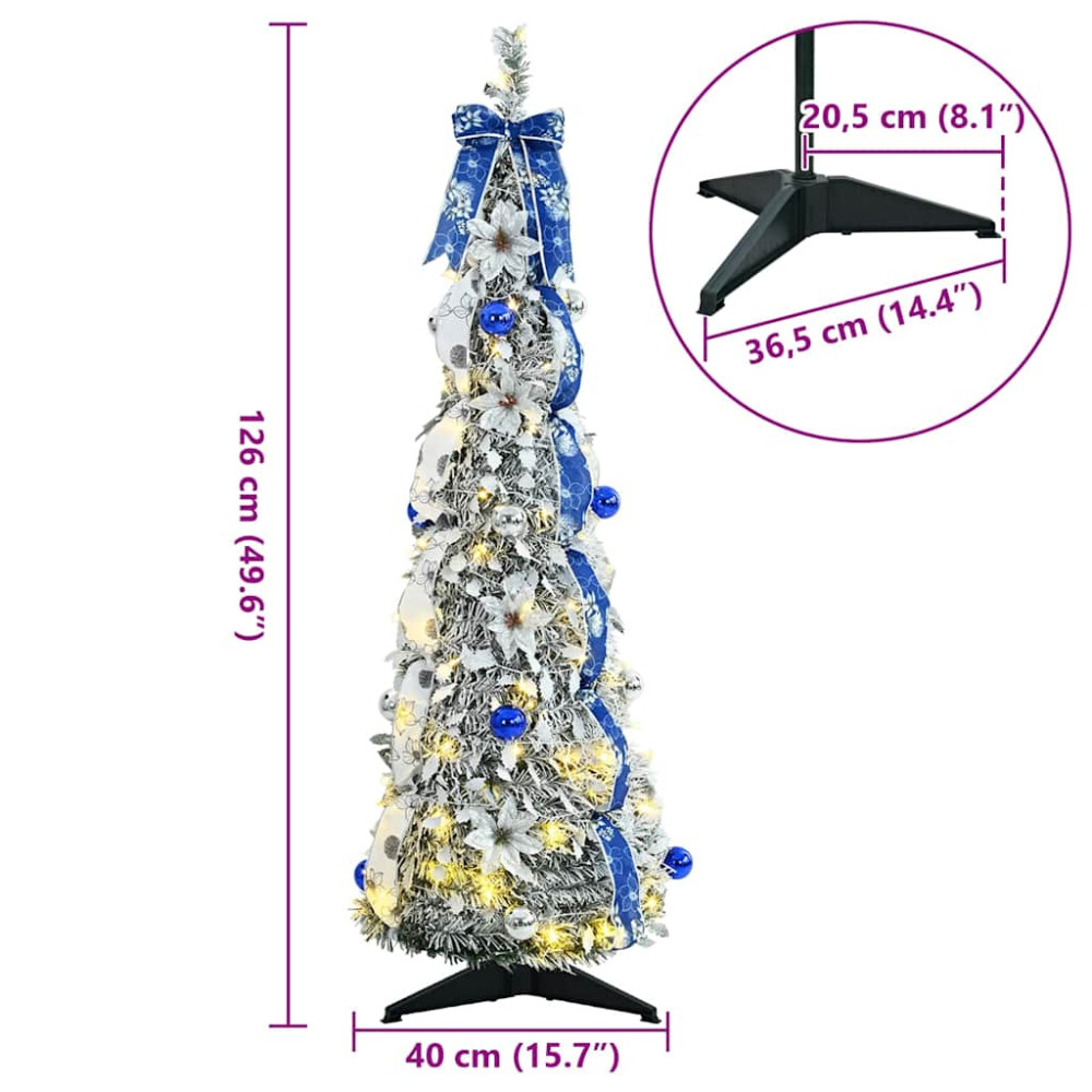 Produktbild för Konstgjord julgran med 50 LED-lampor med stativ Vit 120 cm PVC