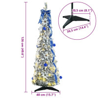 Produktbild för Konstgjord julgran med 50 LED-lampor med stativ Vit 120 cm PVC