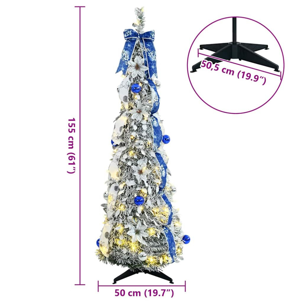 Produktbild för Konstgjord julgran med 100 LED-lampor med stativ Vit 150 cm PVC