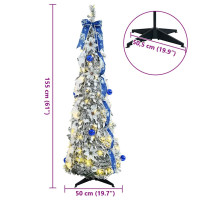 Produktbild för Konstgjord julgran med 100 LED-lampor med stativ Vit 150 cm PVC