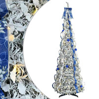 Produktbild för Konstgjord julgran med 200 LED-lampor med stativ Vit 210 cm PVC