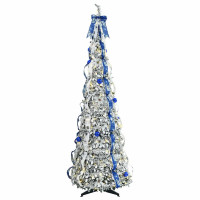 Produktbild för Konstgjord julgran med 200 LED-lampor med stativ Vit 210 cm PVC