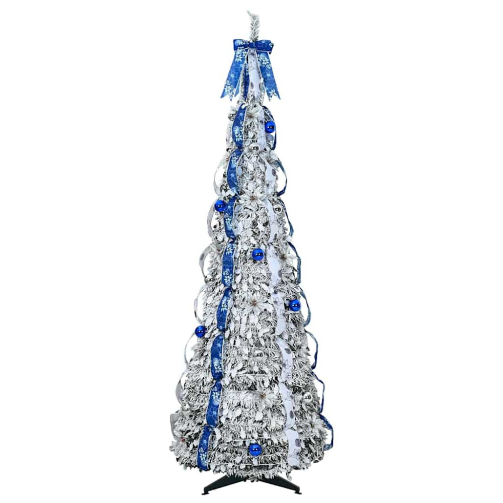 Produktbild för Konstgjord julgran med 200 LED-lampor med stativ Vit 210 cm PVC