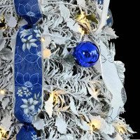 Produktbild för Konstgjord julgran med 200 LED-lampor med stativ Vit 210 cm PVC