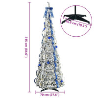 Produktbild för Konstgjord julgran med 200 LED-lampor med stativ Vit 210 cm PVC