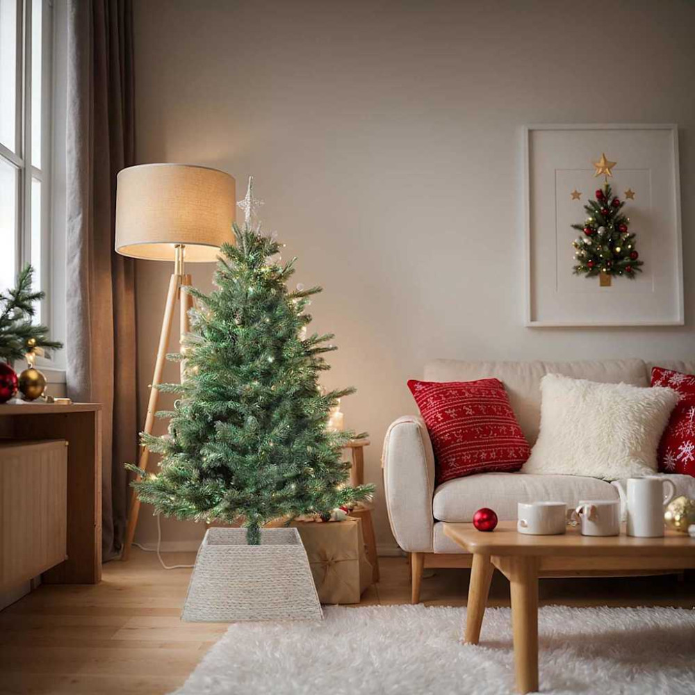 Produktbild för Julträdskrage Vit 60 x 60 x 28 cm Vattenhyacint