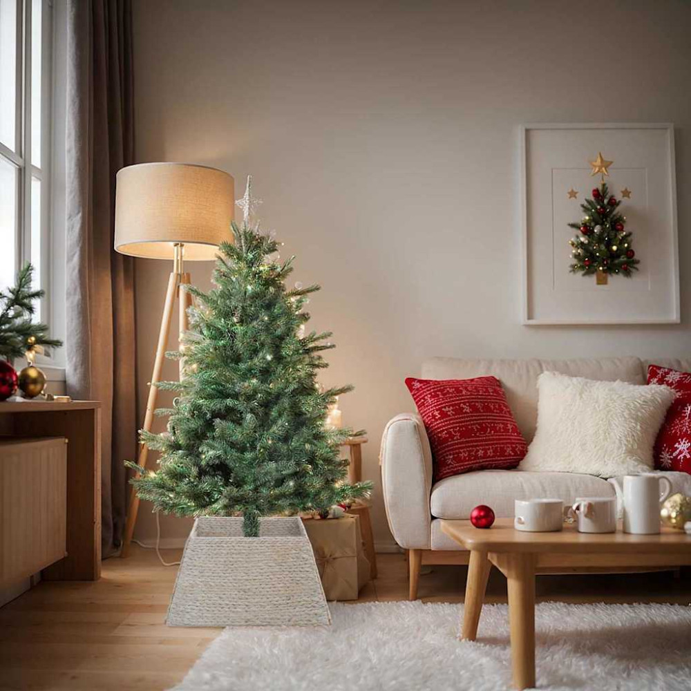Produktbild för Julträdskrage Vit 70 x 70 x 28 cm Vattenhyacint