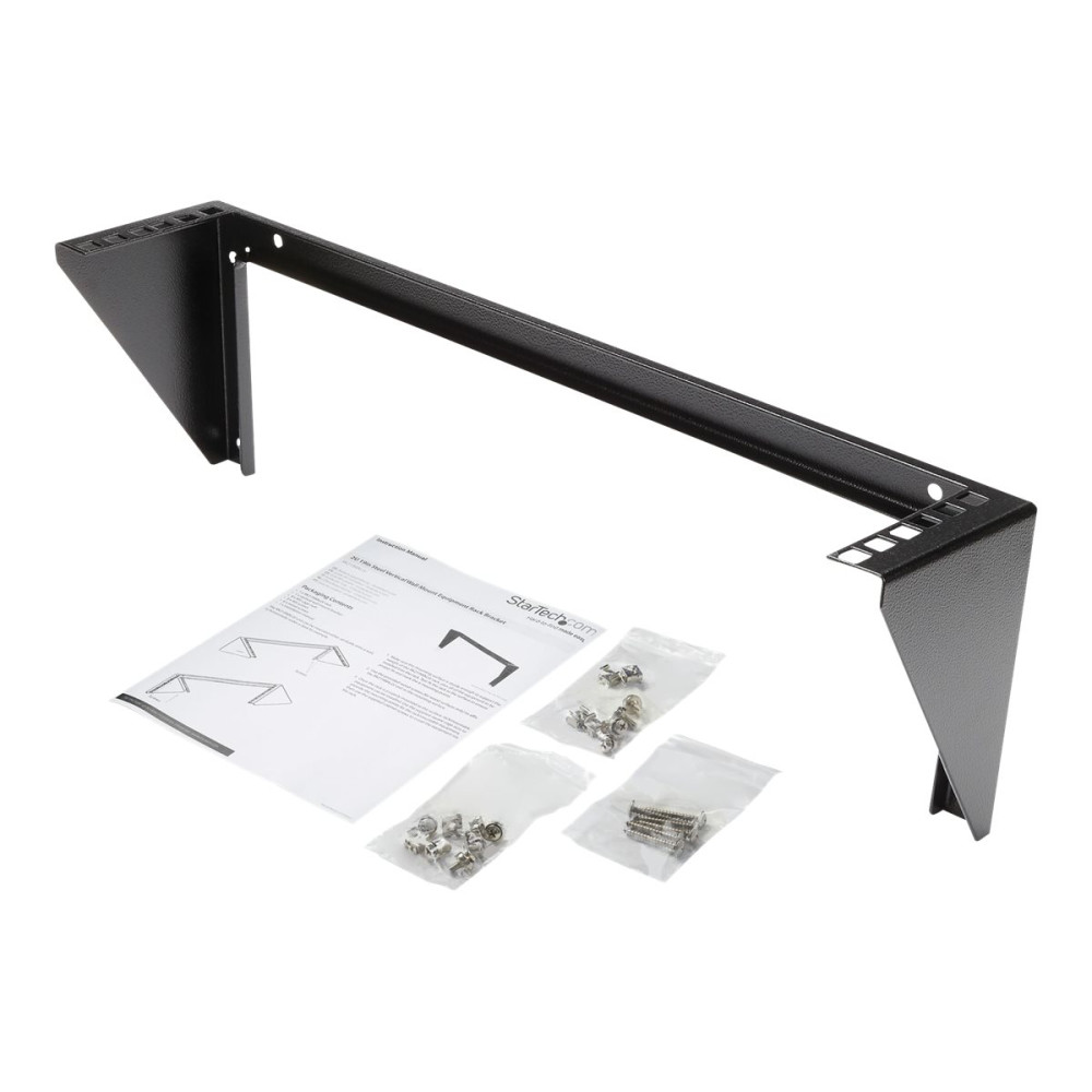 Produktbild för StarTech.com 2U Vertical Wall Mount Patch Panel Bracket - Steel Rack Mount Bracket w/Hardware for 19" Network, Server and Data Equipment (RK219WALLV) - monteringsfäste - 2U