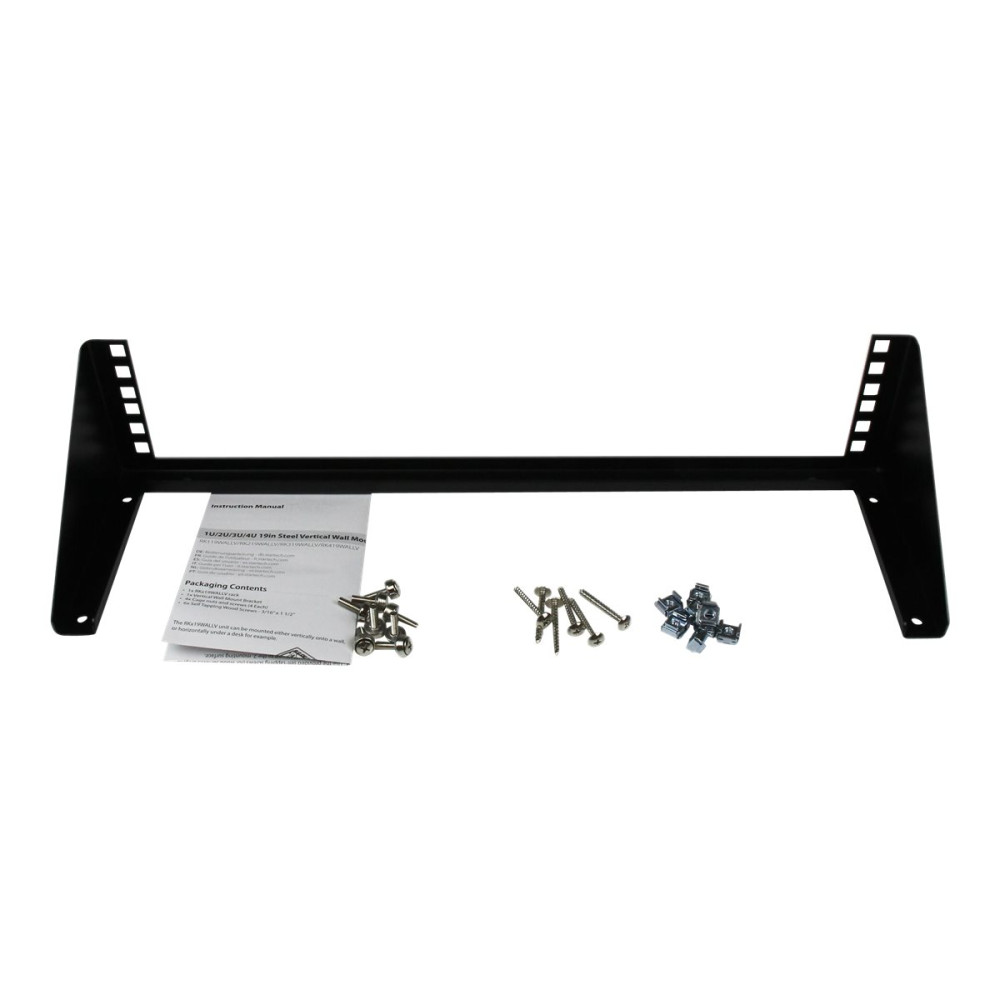 Produktbild för StarTech.com 2U Vertical Wall Mount Patch Panel Bracket - Steel Rack Mount Bracket w/Hardware for 19" Network, Server and Data Equipment (RK219WALLV) - monteringsfäste - 2U