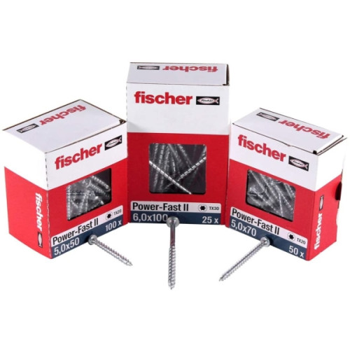 Fischer Fischer 670236, Skruv, Metall, Trä, Allmän användning, Helt...