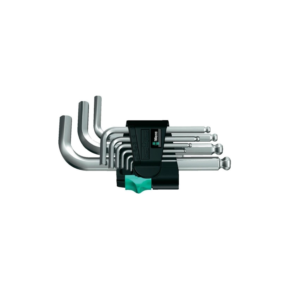 Produktbild för Wera 05133163001, Insexnyckel med L-handtag, Metrisk, 9 styc...