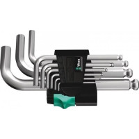 Produktbild för Wera 05133163001, Insexnyckel med L-handtag, Metrisk, 9 styc...